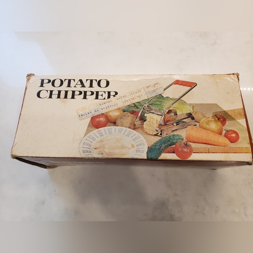 Vintage Chrome Plated Potato Chipper with stainless steel blades